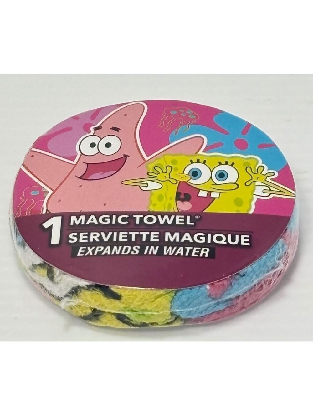 SpongeBob SquarePants Magic Towel - Expands in Water, 11 x 11 inches, 100% Cotón